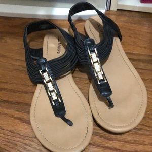 black jeweled sandals